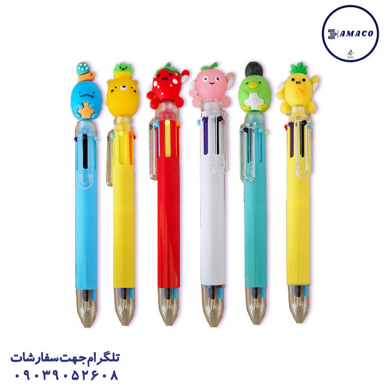 خرید خودکار فانتزی فشاری 6 رنگ عکس اتود و خودکار فانتزی خودکار فانتزی فشاری 6 رنگ