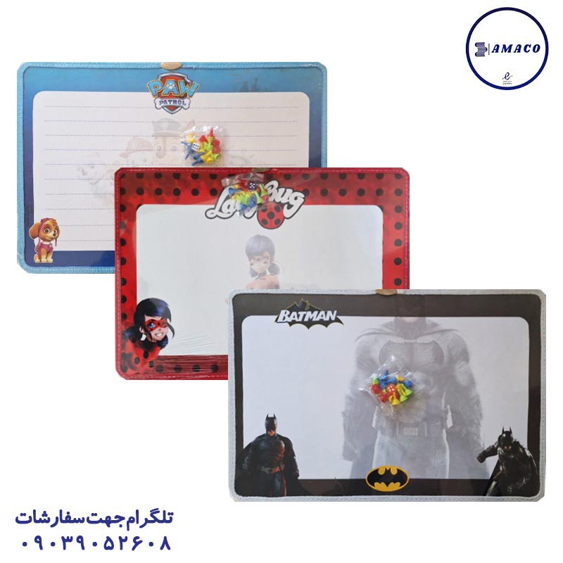 خرید تخته وایت برد دور دوخت فانتزی 35*50 عکس تخته وایت برد / میز تحریر تخته وایت برد دور دوخت فانتزی 35*50