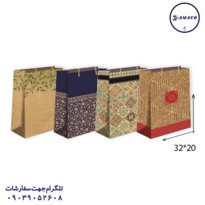 عکس ساک و جعبه ساک کادویی کرافت طرحدارسایز 4 عمودی (20*32) آذین