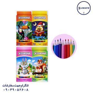 عکس نوشت افزار مداد رنگی 12 مقوا کرونا