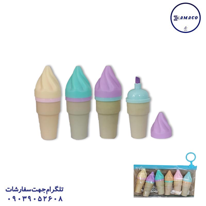 خرید ماژیک فسفری طرح بستنی قیفی 803 عکس ماژیک ماژیک فسفری طرح بستنی قیفی 803