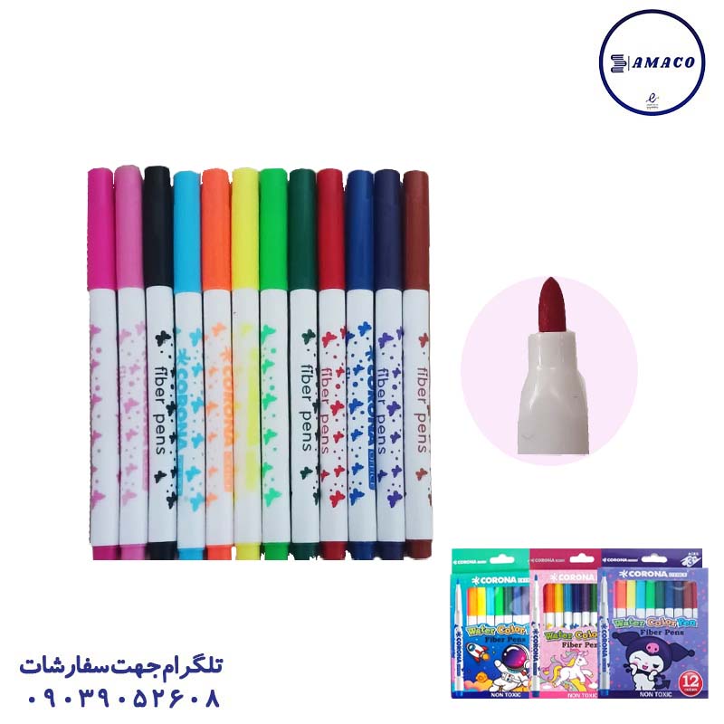 خرید ماژیک 12 رنگ 12 کرونا عکس نوشت افزار ماژیک 12 رنگ 12 کرونا