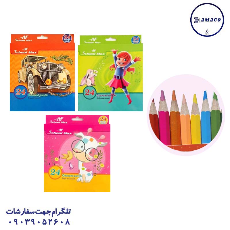 خرید مداد رنگی 24 مقوا اسکول مکس عکس نوشت افزار مداد رنگی 24 مقوا اسکول مکس