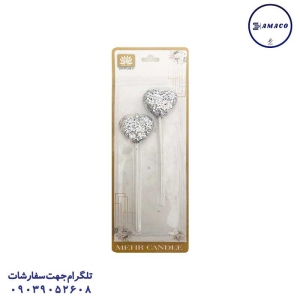 عکس لوازم جشن شمع قلبی اکلیلی 2 عددی تولد