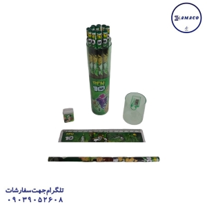 عکس نوشت افزار ست مداد مشکی استوانه طلقی