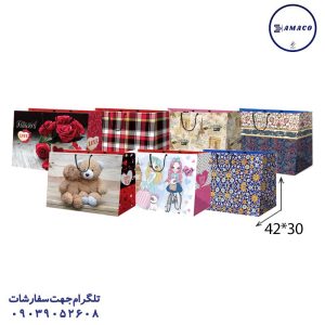 عکس لوازم جشن ساک کادویی طرحدار سایز 11 افقی (30*42) آذین