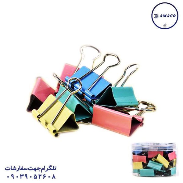 عکس ملزومات اداری گیره دوبل 51 میل رنگی DL