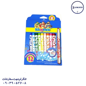 عکس نوشت افزار ماژیک 12 آبرنگی اسکول فنس