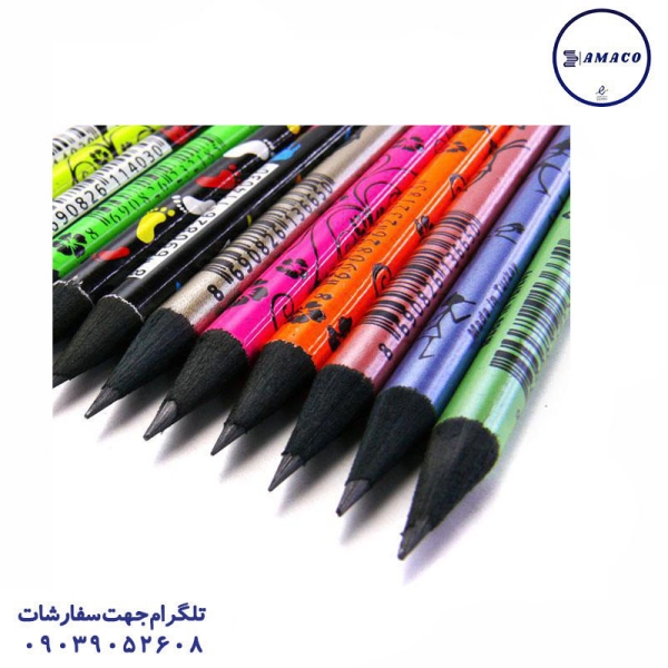 عکس نوشت افزار مداد مشکی چوب مشکی آدل