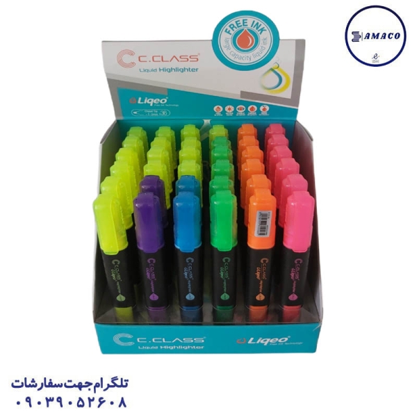 عکس نوشت افزار ماژیک فسفری مایع قلمی 36 عددی 3130 سیکلاس