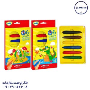 عکس لوازم مهدکودک پاستل کرایون 6 رنگ مدادی آریا