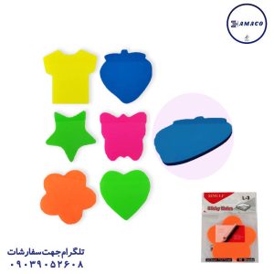 عکس کاغذ یادداشت چسب دار ( استیکر ) نوت فسفری عروسکی 076