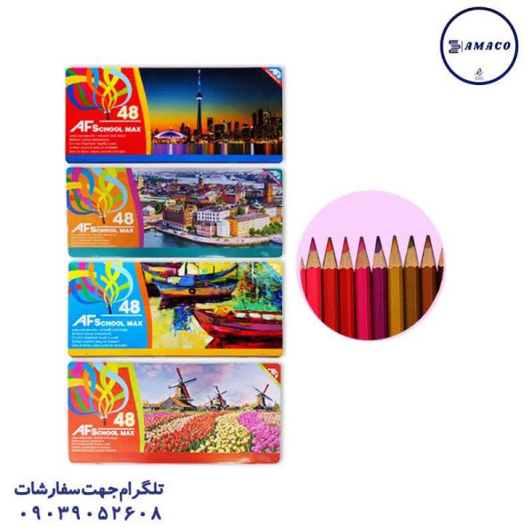 عکس نوشت افزار مداد رنگی 48 فلز 203 اسکول مکس