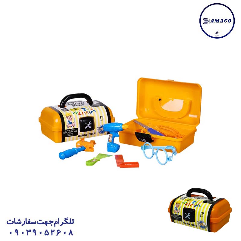 خرید ست ابزار جعبه زرد بست توی عکس اسباب بازی های پسرانه ست ابزار جعبه زرد بست توی