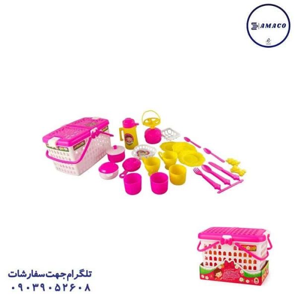 عکس اسباب بازی های دخترانه سبد پیک نیک 25 پارچه گل خانم کوچک تک تویز