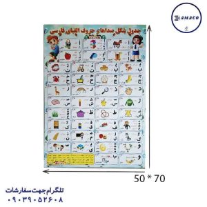 عکس لوازم کمک آموزشی پوستر شکل صداها و حروف الفبا 50*70 نشر بابک