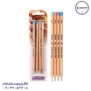 عکس نوشت افزار مداد مشکی وودی بلیستری 4عددی الیپون