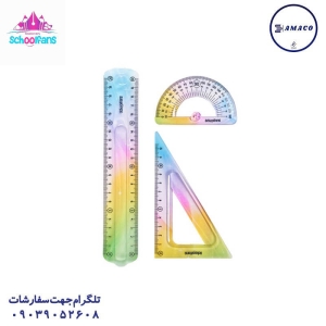 عکس لوازم ریاضی ست خط کش گونیا ژله ای 92690 اسکول فنس