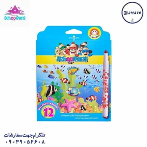 عکس نوشت افزار ماژیک 12 آبرنگی 92401 اسکول فنس