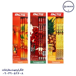 عکس نوشت افزار مداد مشکی طرح میوه همراه با پاکن فکتیس