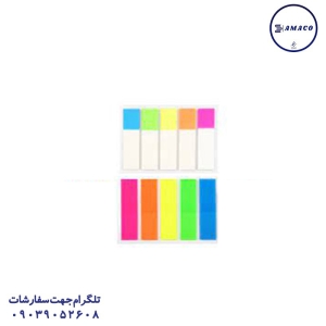 عکس کاغذ یادداشت چسب دار ( استیکر ) نوت نشانه گذار 5 ردیفه لبه رنگی