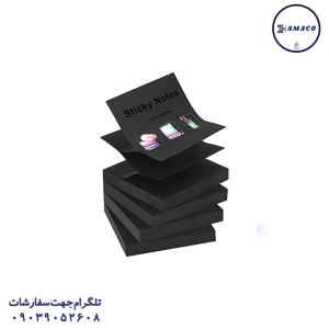 عکس کاغذ یادداشت چسب دار ( استیکر ) نوت 75*75 خط دار سفید اسکای