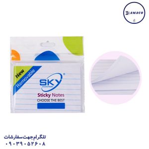 عکس کاغذ یادداشت چسب دار ( استیکر ) نوت 75*125 خط دار سفید  1073 اسکای