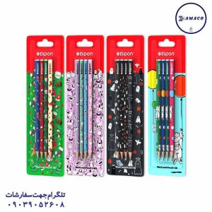 عکس نوشت افزار مداد مشکی فانتزی بلیستری 4 عددی الیپون