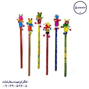 عکس مداد مداد چوبی فنردارعروسکی (12 عددی)