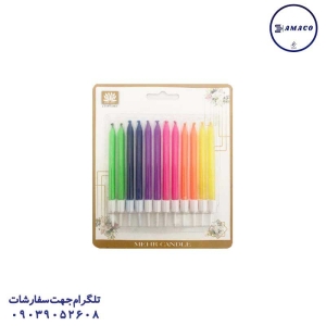 عکس لوازم جشن شمع مدادی رنگی کوتاه 12 عددی تولد