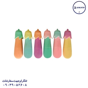 عکس نوشت افزار ماژیک فسفری طرح بادمجان 6 عددی  101