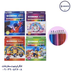 عکس نوشت افزار مداد رنگی 24 مقوا کرونا