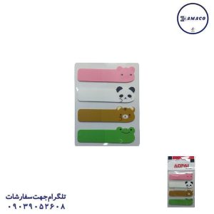 عکس کاغذ یادداشت چسب دار ( استیکر ) نوت نشانه گذار 4 ردیفه حیوانات 801(24 عددی)