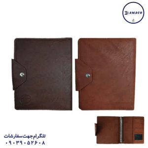 عکس دفتر کلاسوری کلاسور 100 قفل فلز چرم بندک دار آکو