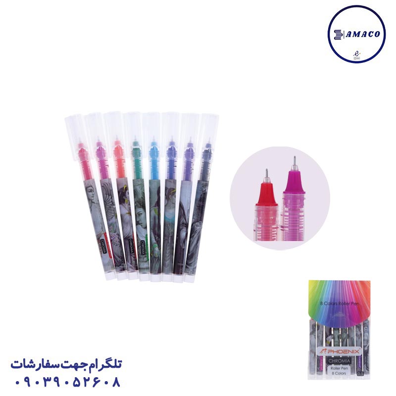 خرید روان نویس کرومیا 8 رنگ فونیکس عکس نوشت افزار روان نویس کرومیا 8 رنگ فونیکس
