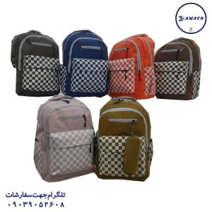 عکس کیف و جامدادی کوله طرح چهار خانه کد 35