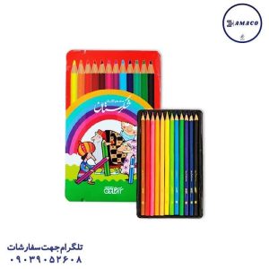 عکس نوشت افزار مداد رنگی 12 فلز شکرستان