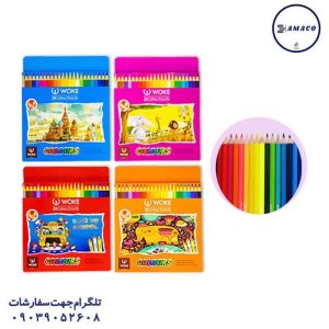 عکس نوشت افزار مداد رنگی 24 مقوا 24 وک