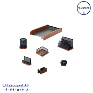 عکس ست رومیزی و کازیو ست اداری  رومیزی 6 تکه با کازیو رایکا