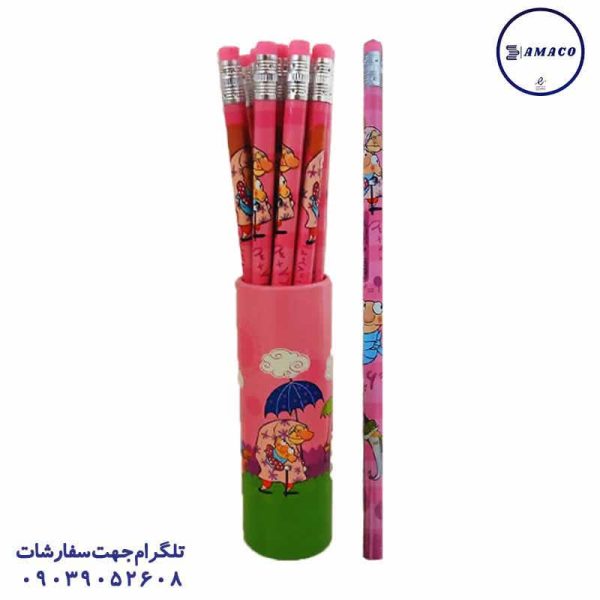 عکس نوشت افزار مداد مشکی پاکن دار 12 عددی شکرستان