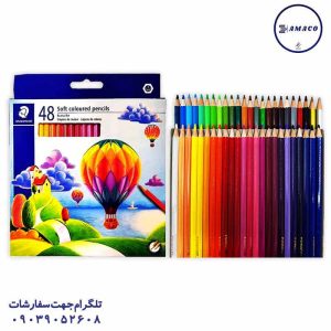 عکس نوشت افزار مداد رنگی 48 مقوا استدلر