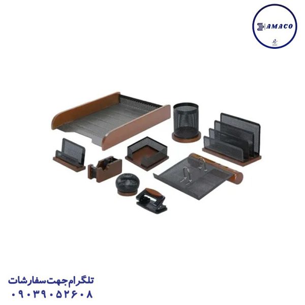 عکس ست رومیزی و کازیو ست اداری  رومیزی 9 تکه با کازیو رایکا