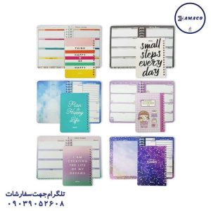 عکس دفتر پلنر پلنر فنری گلاسه 100 برگ 10*14 A6 کد 027 آبرنگ