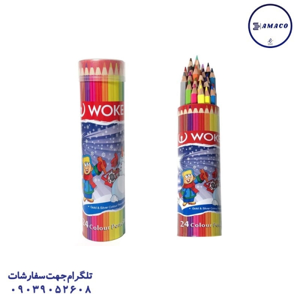 عکس نوشت افزار مداد رنگی 24 استوانه (72) وک