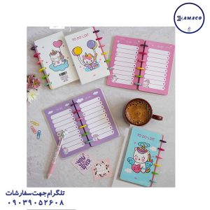 عکس نوشت افزار تو دو لیست یونیکورن دکمه ای 100 برگ 10*17 آبرنگ