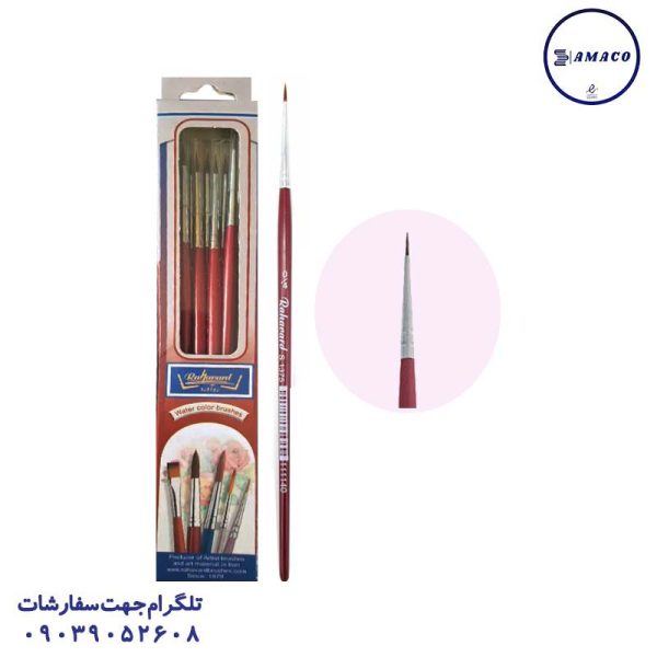 عکس پالت و قلم مو قلم مو دسته قرمز سایز 0.4 رهاورد