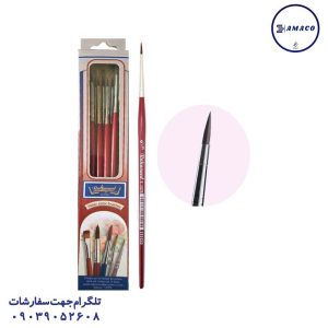 عکس پالت و قلم مو قلم مو دسته قرمز سایز 0.3 رهاورد