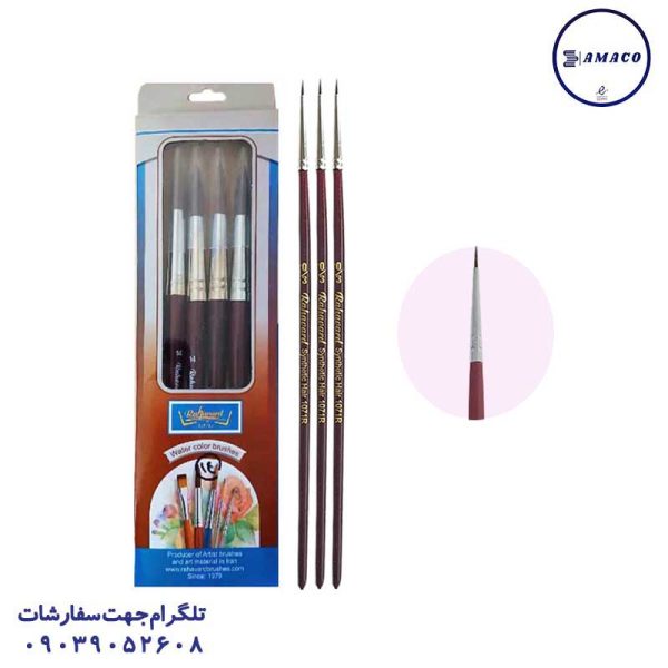 عکس پالت و قلم مو قلم مو دسته قرمز سایز 0.3 رهاورد