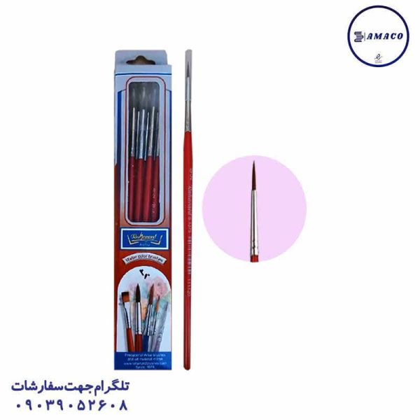 عکس پالت و قلم مو قلم مو دسته قرمز سایز 0.2 رهاورد