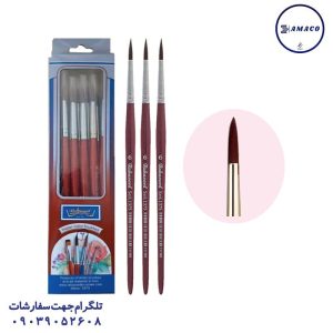 عکس پالت و قلم مو قلم مو دسته قرمز سایز 6 رهاورد